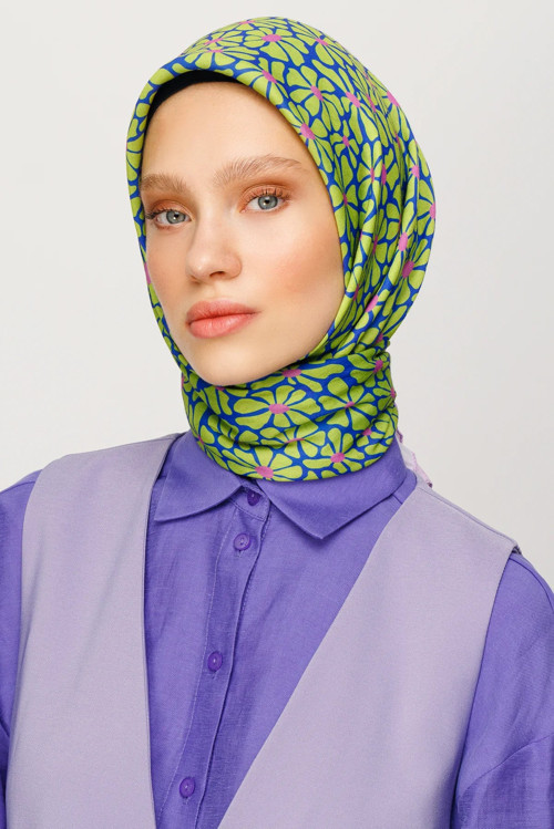 Clover Desen Dijital Soft Eşarp Fıstık Yeşili
