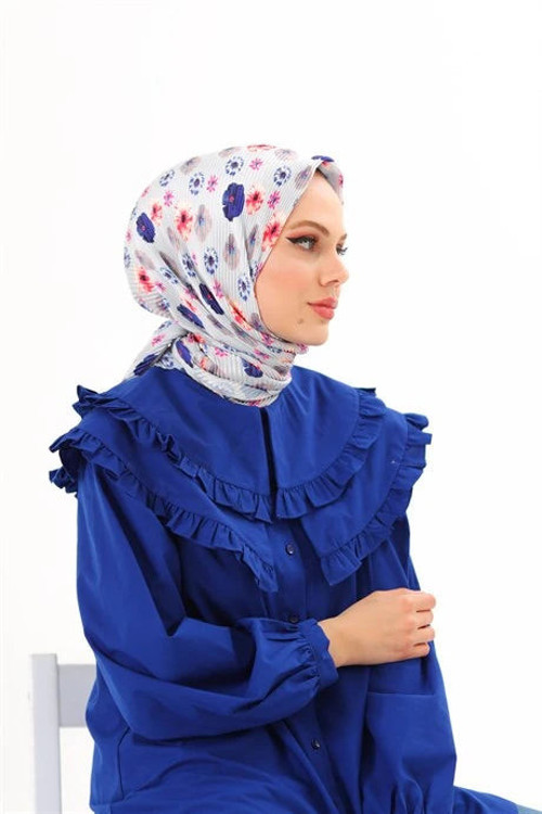Efsun Desen Pilise Eşarp Buz Mavisi