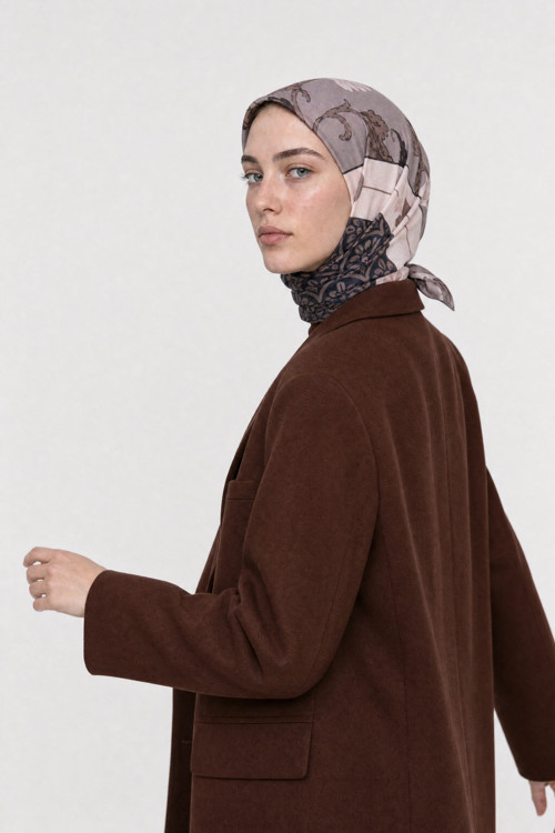 Veil Desen Organik Eşarp Bej
