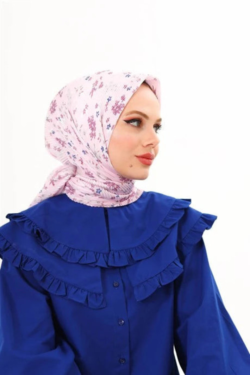 Asma Desen Pilise Eşarp Toz Pembe