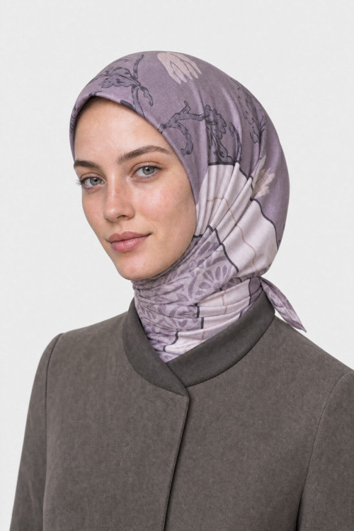 Veil Desen Organik Eşarp Lavanta