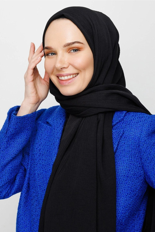 Krinkıl Medine İpeği Şal Siyah