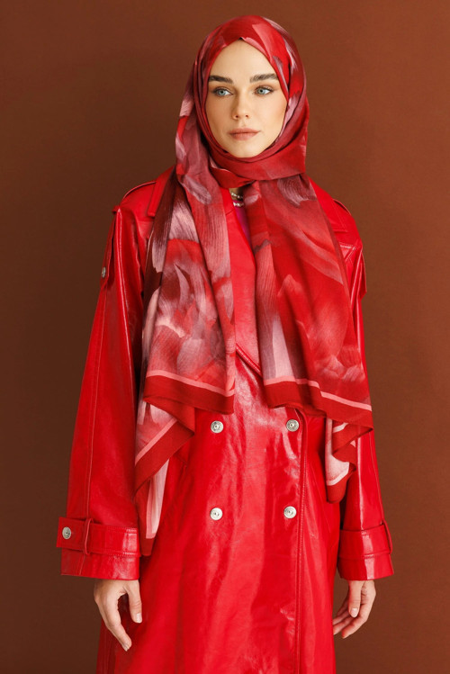 Fleur Desen Rami Şal Bordo