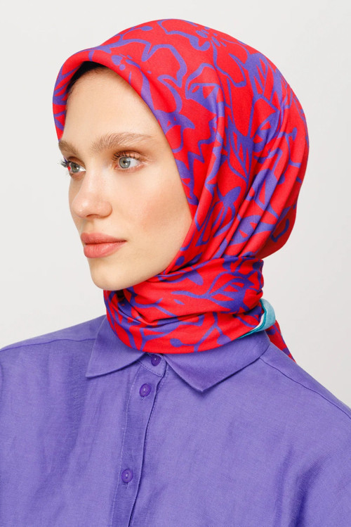 Floral Desen Dijital Soft Eşarp Lavanta