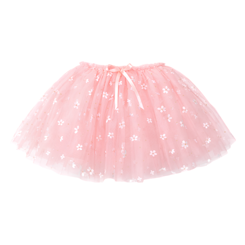 Lulu Çiçekli Kız Çocuk Tütü Etek Pembe