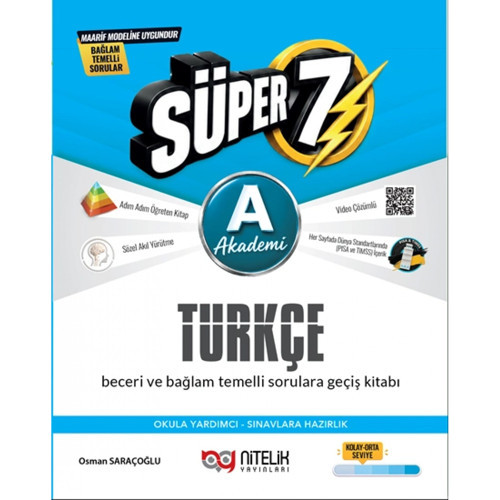 Nitelik 7. Sınıf Süper Türkçe A (Akademi) Yeni Nesile Geçiş Kitabı Maarif Model