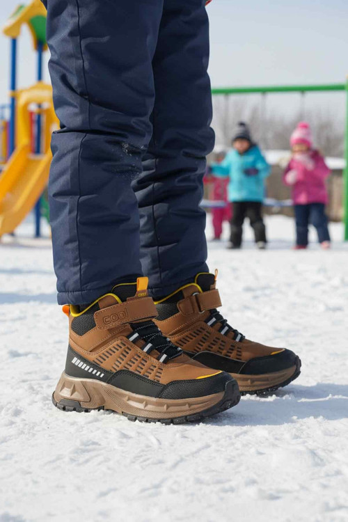 Taba Erkek Çocuk Bağcıklı Kaymaz Soğuğa Dirençli Outdoor Trekking Bot Tiger F