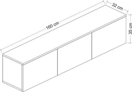 Neon Duvara Monte 3 Kapaklı TV Sehpası – 160 cm – Minimal Tasarım, Atlantik Çam