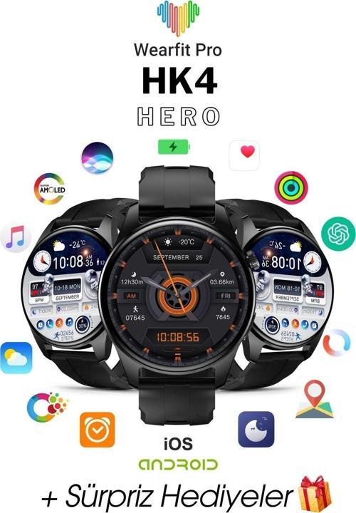 Hk4 Hero Akıllı Kol Saati Yuvarlak Model 1.43İnç 37 Mm Amoled Ekran (Siyah)