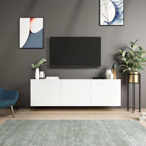 White Duvara Monte Tv Ünitesi Beyaz
