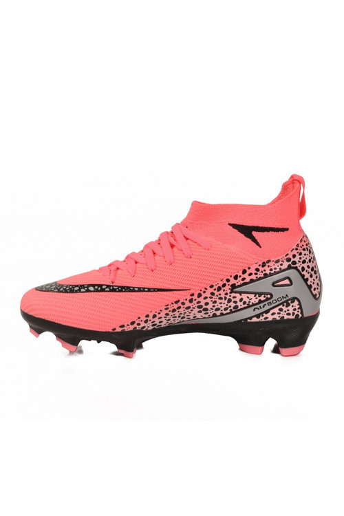 Pembe-Siyah Çoraplı Bağcıklı Unisex Krampon Futbol Ayakkabısı Süperfly