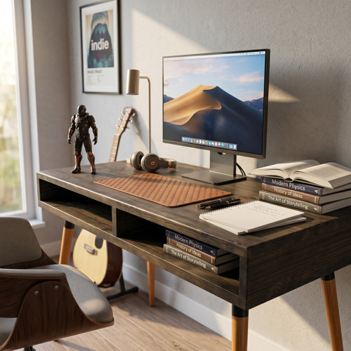 Slot Desk: Masif Çalışma & Laptop Masası 2 Gözlü Depolama - 120x60 CV