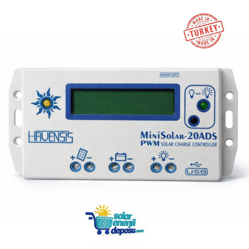 MiniSolar 12/24V 20A LCD Dijital PWM Şarj Kontrol Cihazı (MS20ADS)