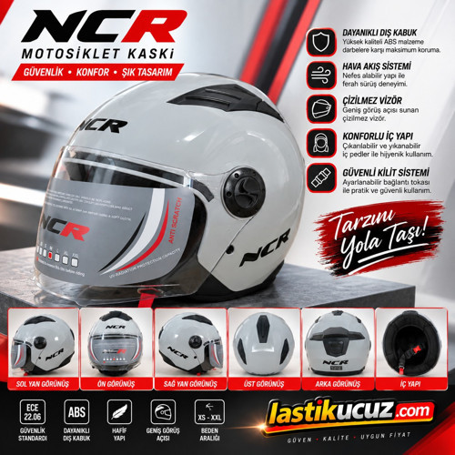 KASK ÇENESİZ 236E ECE BELGELİ-AÇIK GRİ