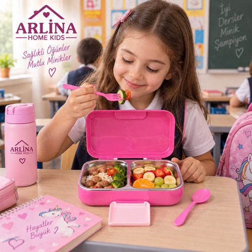 304 Paslanmaz Çelik 4 Bölmeli Unicorn Model Beslenme Kutusu 1030ML