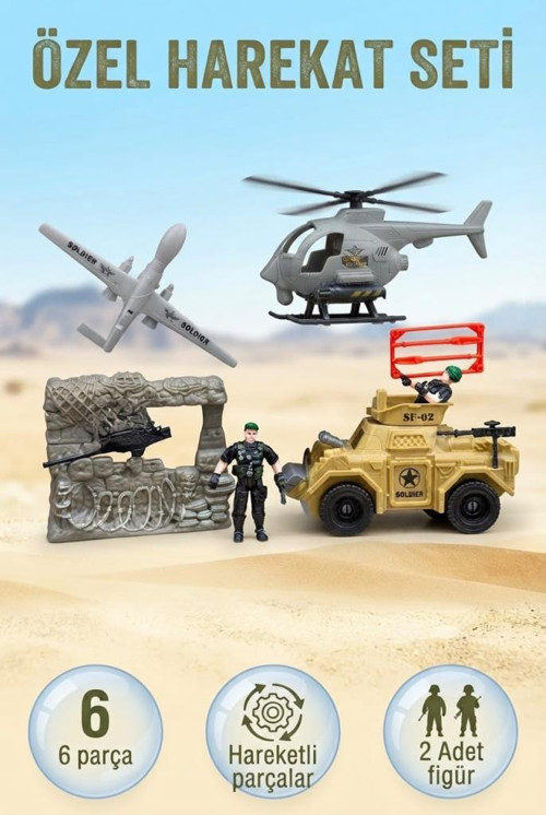 Kutulu Askerli Savaş Seti Zırhlı Araç ve Helikopterli Strateji ve Macera Dolu Oyuncak Seti