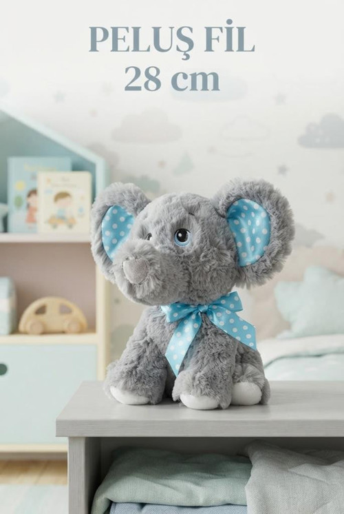 Peluş Sevimli Fil Mavi 28 Cm Sevimli Konforlu: Peluş Uyku Yastığı Sarılma Arkadaşı Dekoratif Oyuncak