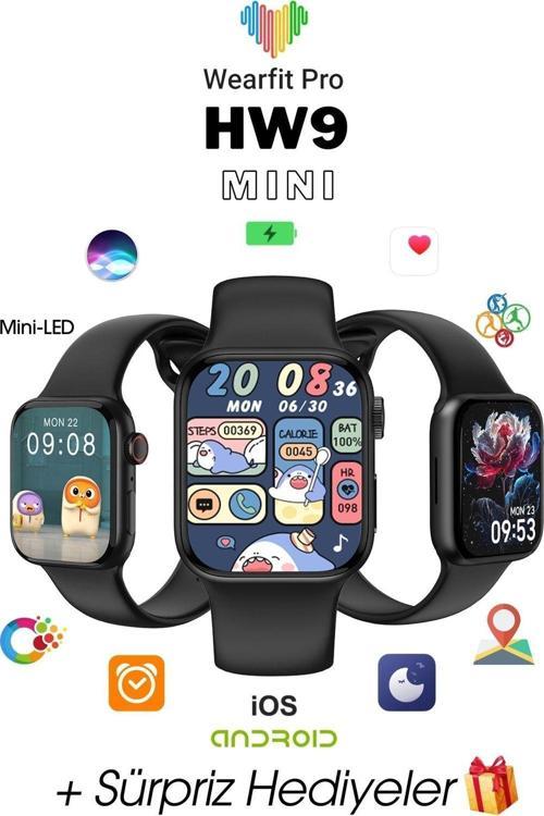 Hw9 Mini Akıllı Kol Saati Smart Watch Model:2.05İnç 41 Mm Miniled Ekran (Pembe)
