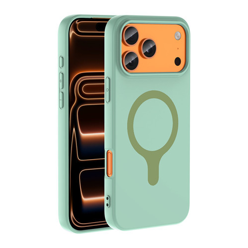 iPhone 18 Pro Max Kılıf M-Safe Şarj Özellikli MKST Aris Silikon Kapak - Turkuaz