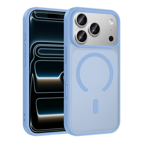 iPhone 18 Pro Kılıf M-safe Şarj Özellikli MKST Babet Kapak - Açık Mavi