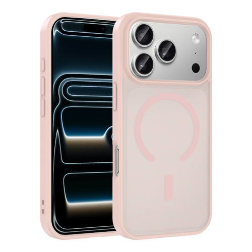 iPhone 18 Pro Kılıf M-safe Şarj Özellikli MKST Babet Kapak - Pembe
