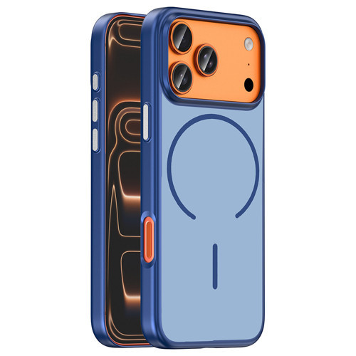 iPhone 18 Pro Kılıf M-Safe Şarj Özellikli MKST Lora PC Kapak - Lacivert
