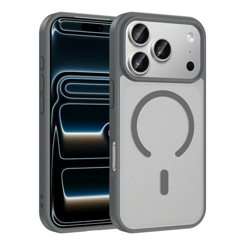 iPhone 18 Pro Kılıf M-safe Şarj Özellikli MKST Babet Kapak - Gri