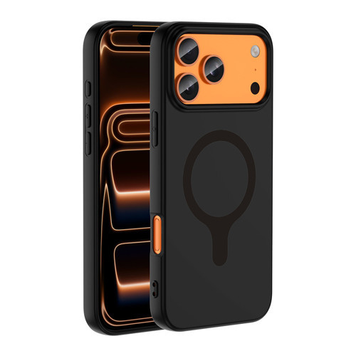 iPhone 18 Pro Max Kılıf M-Safe Şarj Özellikli MKST Aris Silikon Kapak - Siyah