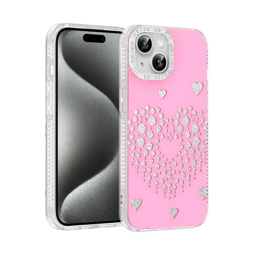 iPhone 14 Kılıf Damla Taşlı MKST Rivas Sert PC Kapak - Pembe