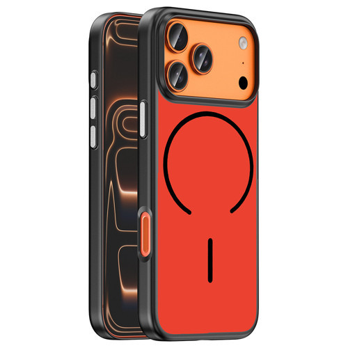 iPhone 18 Pro Kılıf M-Safe Şarj Özellikli MKST Lora PC Kapak - Kırmızı-Gri