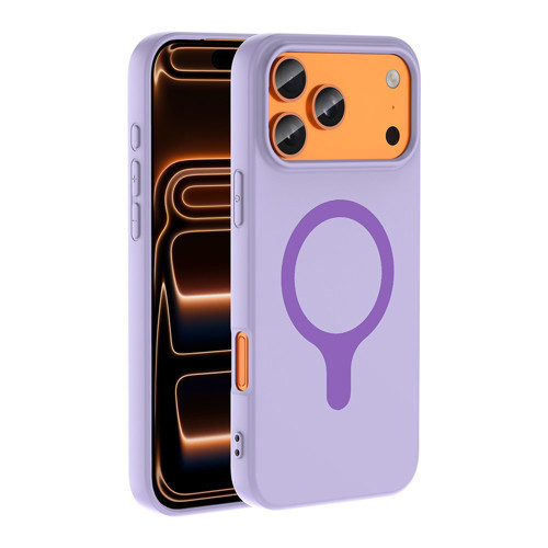 iPhone 18 Pro Max Kılıf M-Safe Şarj Özellikli MKST Aris Silikon Kapak - Lila
