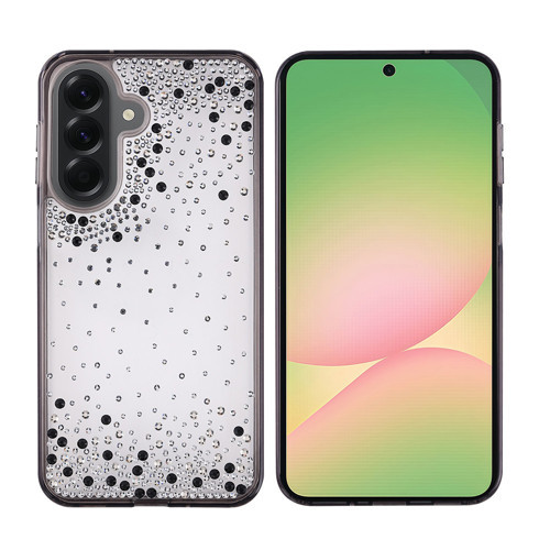 Galaxy A56 Kılıf Airbag Tasarımlı Damla Taşlı Şeffaf MKST Pera Silikon Kapak - Siyah