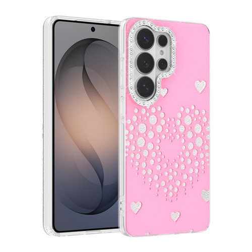 Galaxy S26 Ultra Kılıf Damla Taşlı MKST Rivas Sert PC Kapak - Pembe