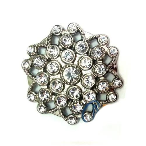 Taşlı Yuvarlak Broş - Sandık Süsü 4,5 Cm Nikel Kaplama