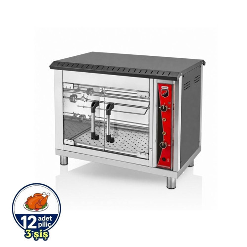 Silverinox Tüplü Set Üstü Piliç Çevirme 3 Şiş 12 Piliç