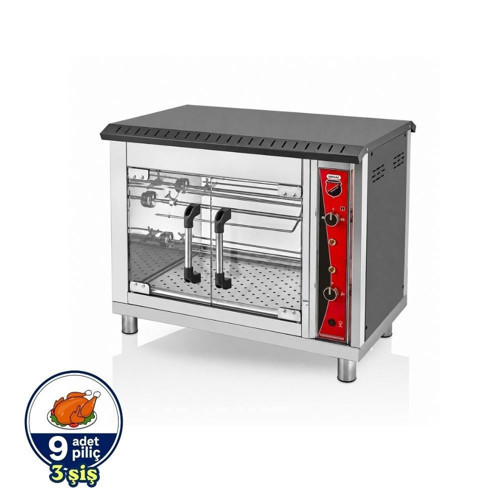 Silverinox Tüplü Set Üstü Piliç Çevirme 3 Şiş 9 Piliç