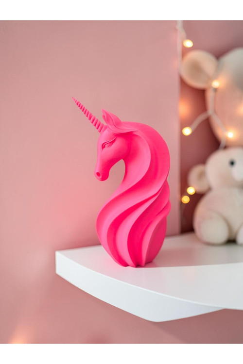 Pembe Unicorn Biblo Masaüstü Dekoratif Heykel Çocuk Ve Genç Odası Aksesuarı 24 Cm