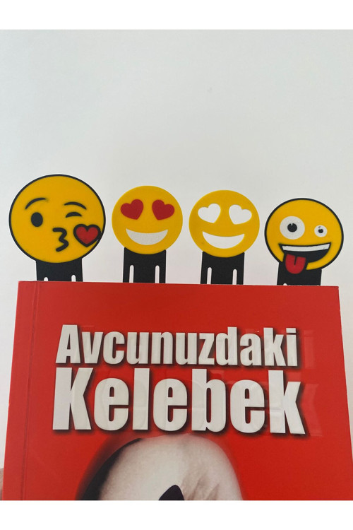 Emoji Kitap Ayracı 4’Lü Set Renkli Hediyelik-Ev Ofis Okul-Kitap Aksesuarı