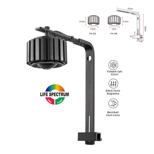 48W Askı Fanlı Led Akvaryum Aydınlatma 120x63 Mm