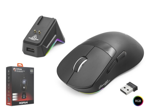 MF1216B Tri Mode RGB Gaming Mouse Manyetik Şarj Standlı OLED Ekranlı 12000 DPI Siyah