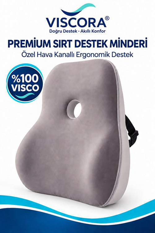 Premium Ortopedik Sırt Destek Minderi – Hava Kanallı %100 Visco Bel Desteği