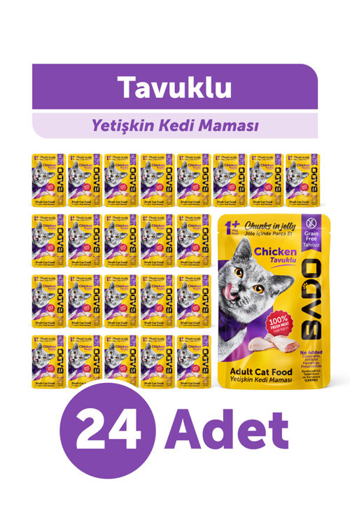 Yetişkin Yaş Kedi Maması Tavuk Etli 85Gr 24'lü