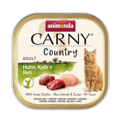 Carny Country Tavuklu, Dana Etli ve Geyik Etli Yetişkin Kedi Konservesi 100 GR