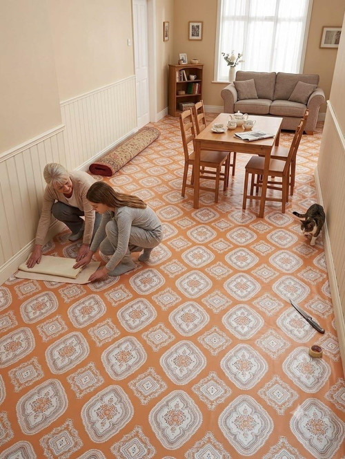 Muşamba 150 CM X 1 METRE 0.5 MM Yer Kaplama Zemin Döşeme Örtüsü BALKON MUŞAMBASI MUTFAK DÖŞEME DESENLİ