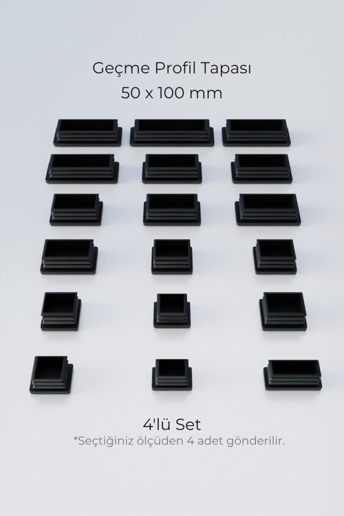 50 x 100 mm Plastik Kapak - 50x100 içe geçme tapa 4 Adet