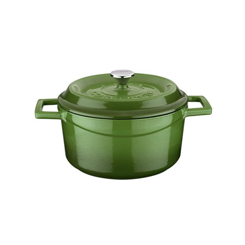 Metal Döküm Yuvarlak Tencere, 20 cm, Yeşil