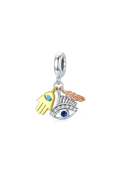 Üçlü Tüy Motifli Sallantılı Charm