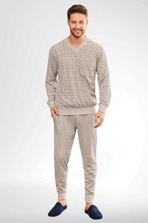 By Mecit 2757 Gri Yazlık Büyük Beden Erkek Pijama Takımı