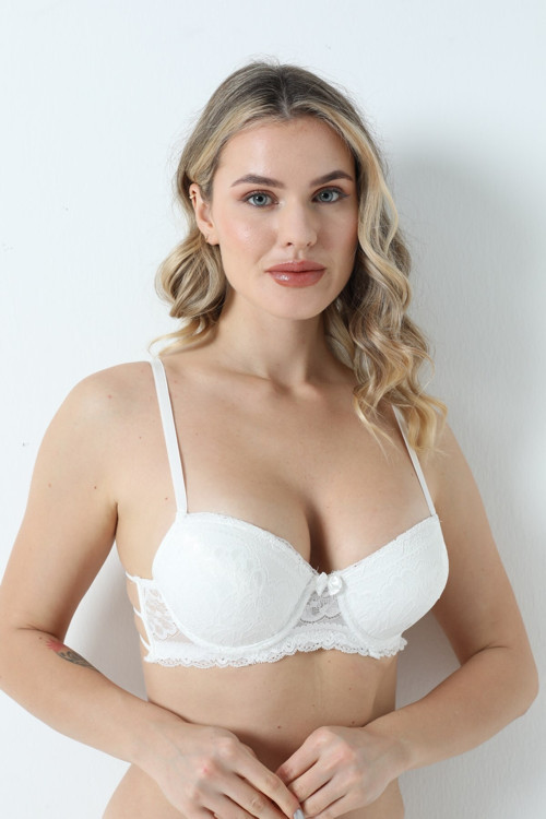 Dantelli Kol Kordonlu Push Up Dolgulu Kırmızı Sütyen