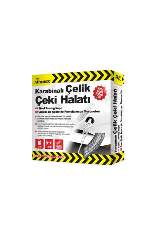 Karabinalı Çelik Çekme Halatı 3 Ton / 3 MT